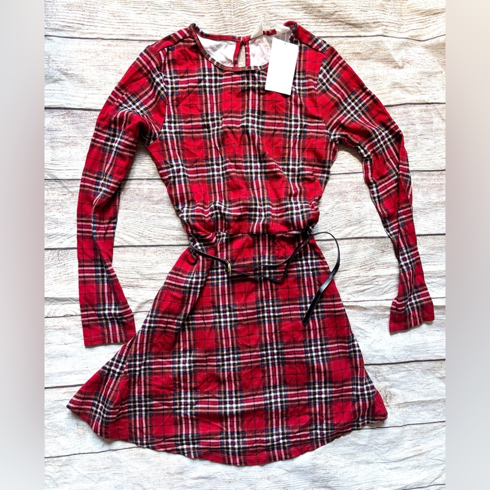 H&M Red and Black Plaid Kids Holiday Dress